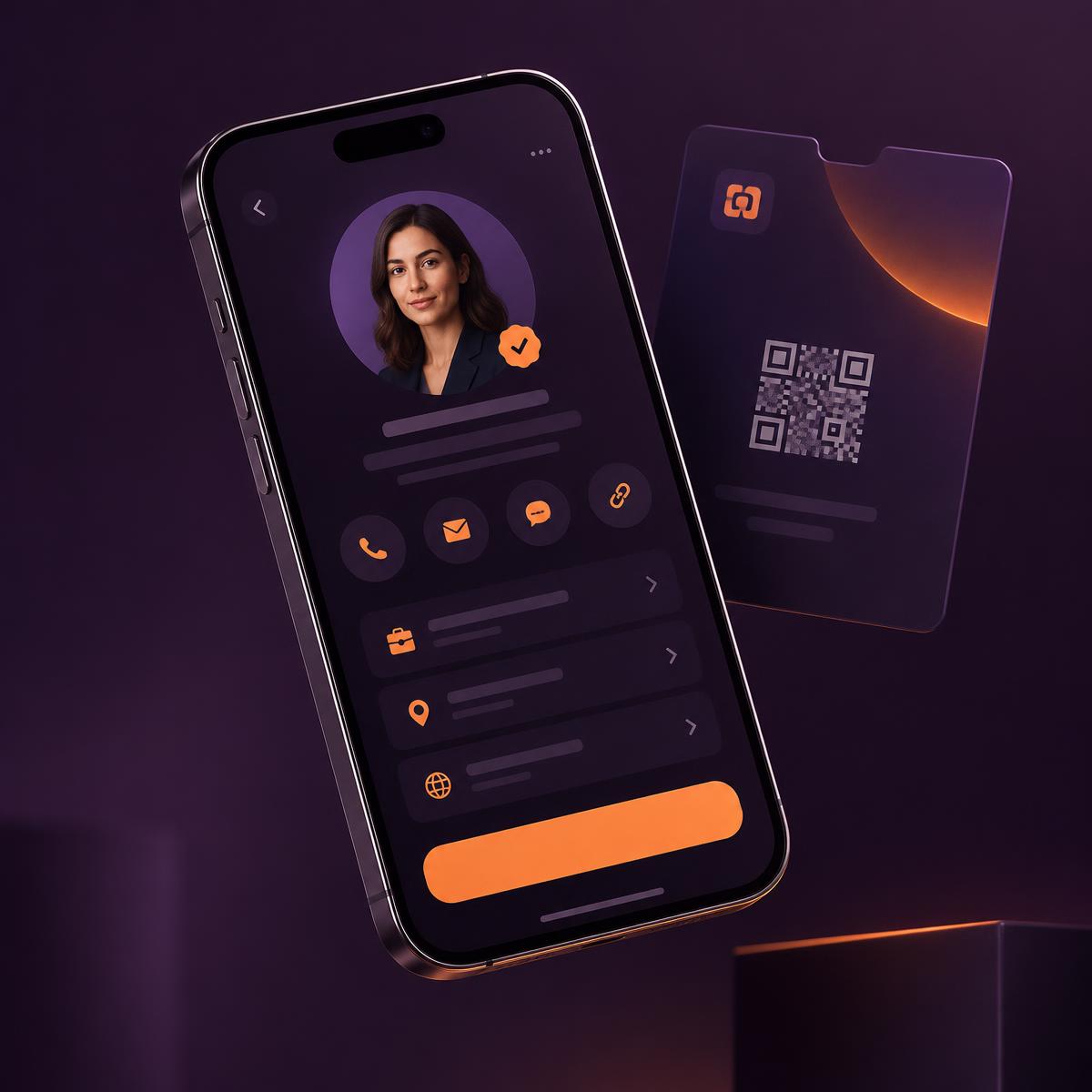A verified digital business card profile shown on a phone