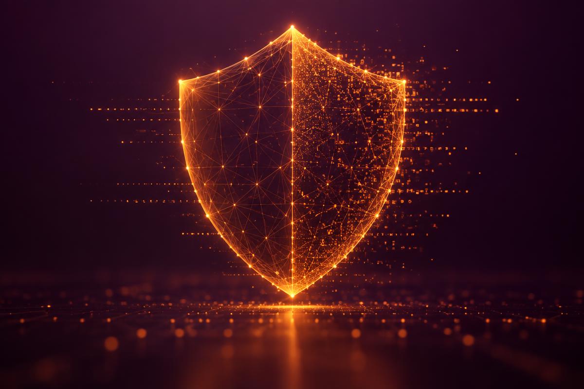 Abstract illustration of a secure digital shield